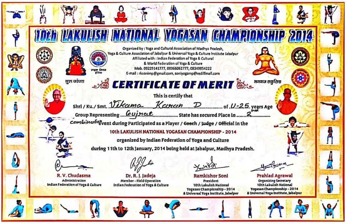 Karan Vikama Yoga Certificate