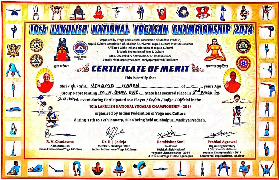 Karan Vikama Yoga Certificate