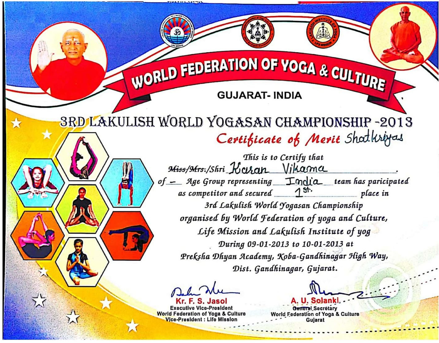 Karan Vikama Yoga Certificate